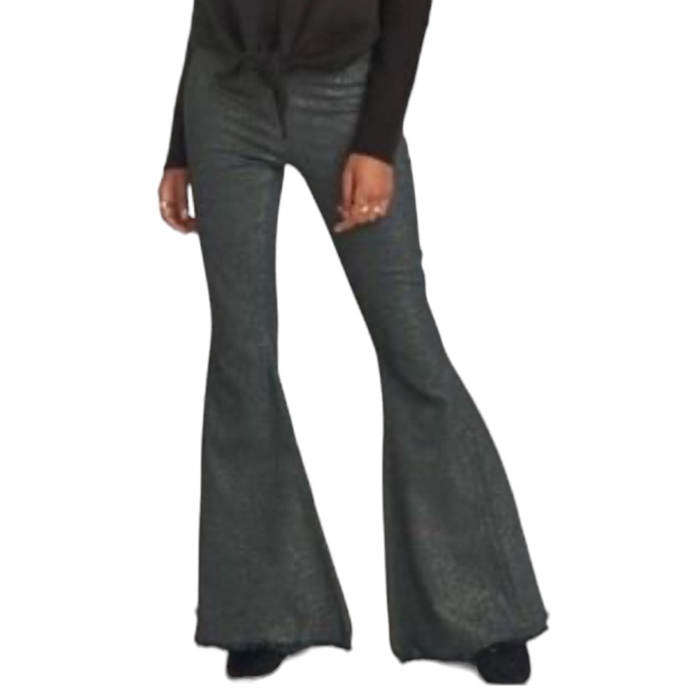 Show Me Your Mumu lightweight corduroy high waist super flared frayed pants SZ M